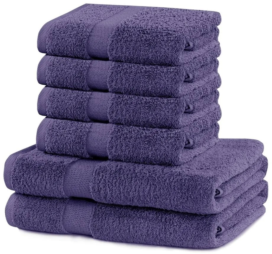 Комплект от 2 памучни лилави кърпи и 4 кърпи Marina - DecoKing