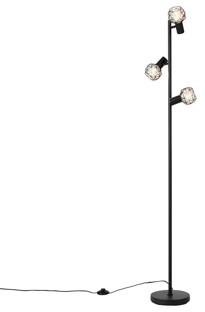 Интелигентна подова лампа черна регулируема с 3 Wi-Fi P45 - Mesh