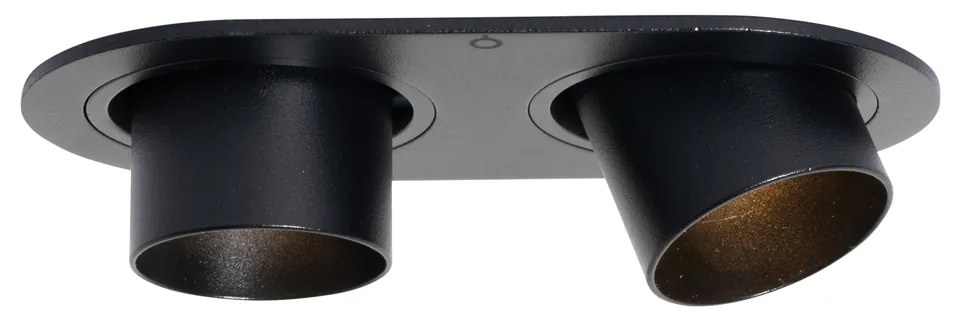 Кръгъл вграден прожектор черен GU10 35mm накланящ се 2-светлинен - Installa