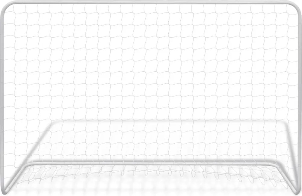 Футболна врата с мрежа, 182x61x122 см, стомана, бяла