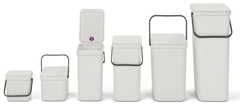 Кош за разделно събиране на боклук Brabantia Sort&Go 1005554, 40 л, Дръжка, Възможност за стенен монтаж, Светлосив