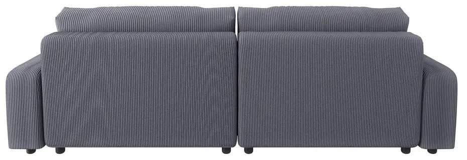 Тъмносив разтегателен ъглов диван от рипсено кадифе (променлив) Sara – Ropez