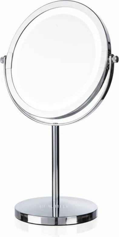 Козметично огледало Beautifly Looking Glass Light, 14.5 см, 10х увеличение, USB-C, LED, 360° регулиране, Сребрист