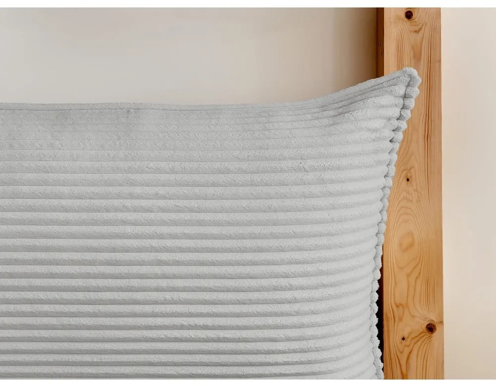 Светлосиво двойно тапицирано легло с място за съхранение с включена подматрачна рамка 160x200 cm Jade – Bobochic Paris