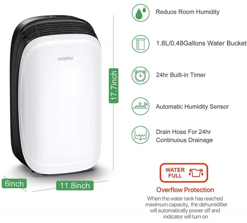 Влагоабсорбатор Attractive TRITON 10, 175W, 1.8 л, 10л/24ч, R290, Таймер, Автоматичен дефрост, Сензор за влажност, Бял/черен