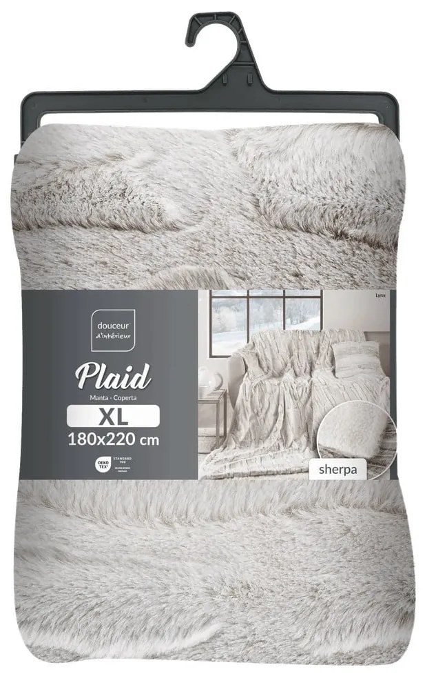Бежово одеяло от микроплюш 180x220 cm Lynx – douceur d'intérieur