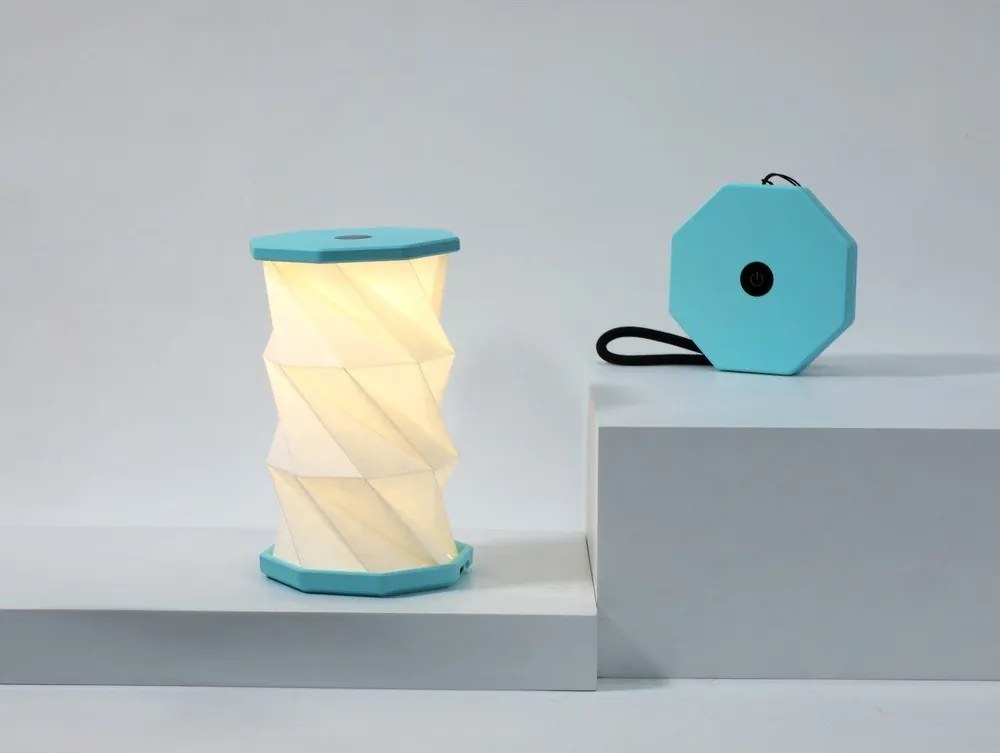 Бяла/тюркоазена преносима светлинна декорация с USB ø 8 cm Twist – Gingko