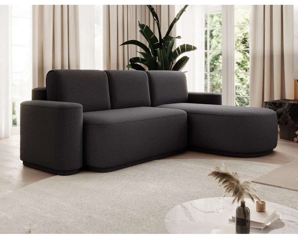 Тъмносив шенилов сгъваем/с място за съхранение ъглов диван (десен ъгъл) Aurumm – ELTAP