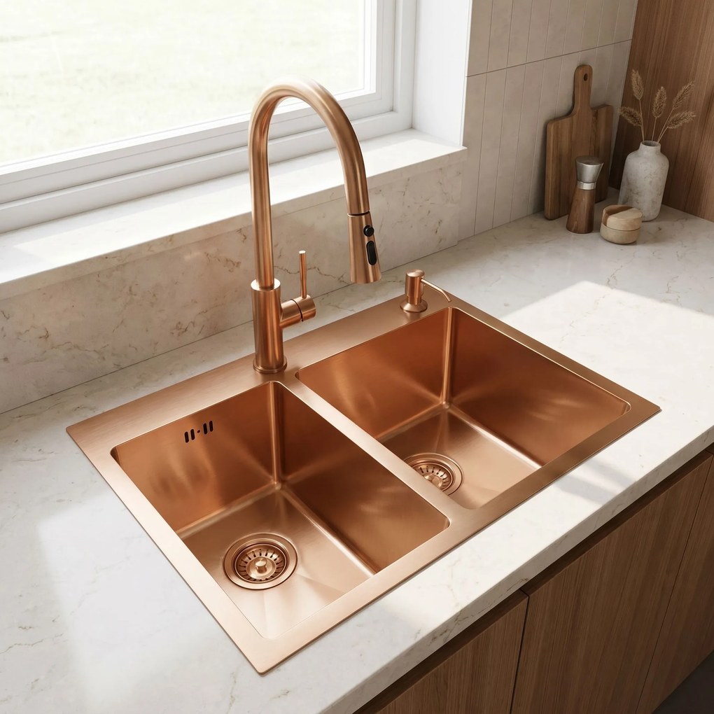 Стоманена мивка Toby BRUSH COPPER