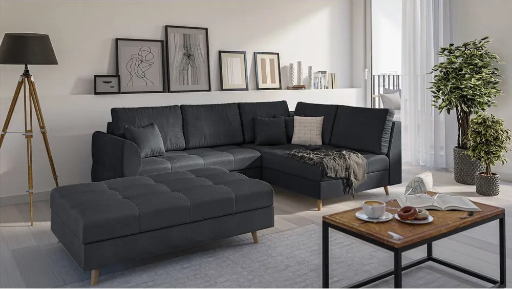 Тъмносива табуретка за крака Ariella - Ropez