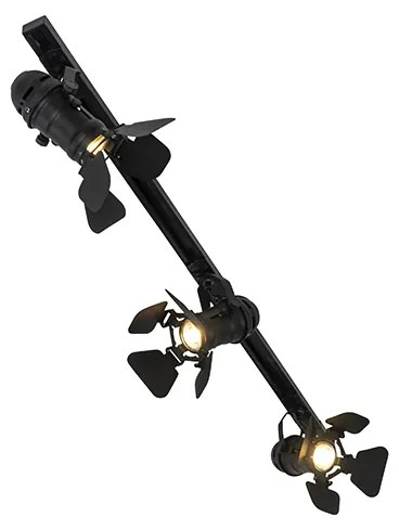 Релсова система с 3 броя прожектори черна - Movie