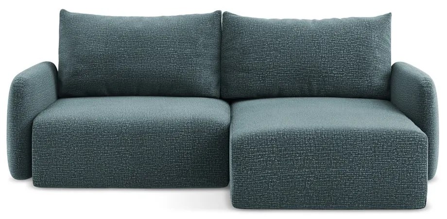 Тюркоазен разтегателен ъглов диван с място за съхранение (десен ъгъл) Kalena – Makamii