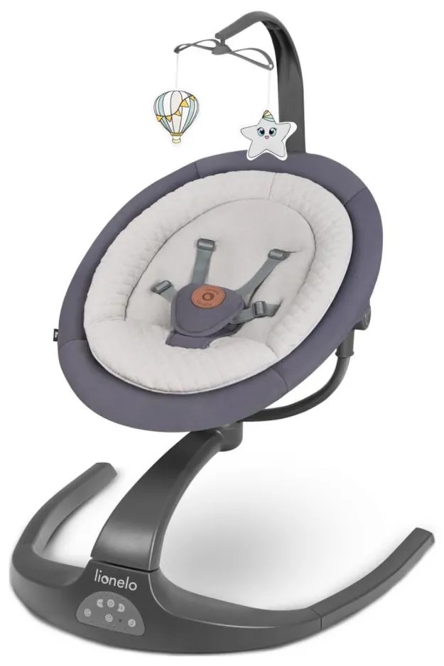 Lionelo - Детска люлка с мелодия RINA 4xAA бетонно сив + дистанционно управление