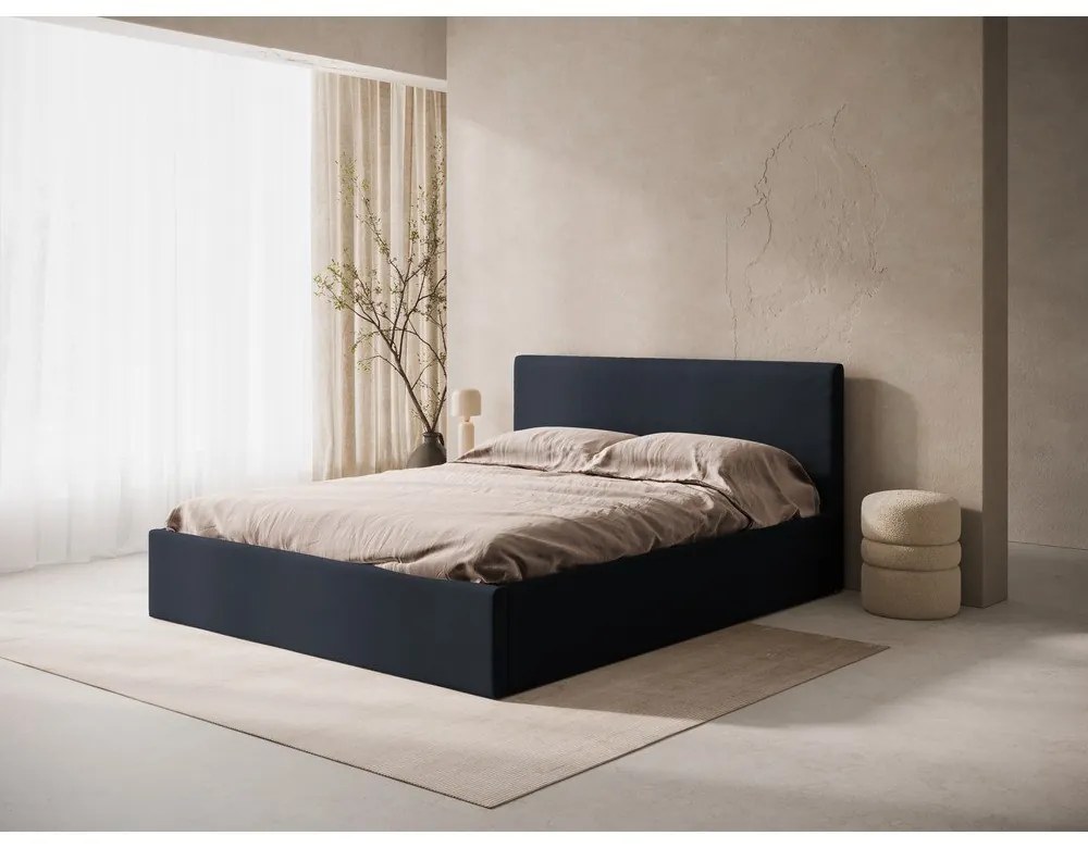 Тъмносиня тапицирана табла за легло 190,5x100 cm Remo – Micadoni