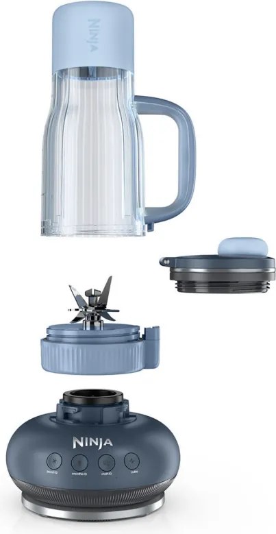 Преносим блендер Ninja BlendBoss DB351EUBL, 1100W, 710 мл, 3 програми, Auto-iQ, CrushBlade, Син