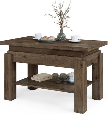 БРАВО Елегантен Орех - РАЗТЕГАТЕЛНА ХОЛНА МАСА С ПОВДИГАЩ МЕХАНИЗЪМ И С РАФТ