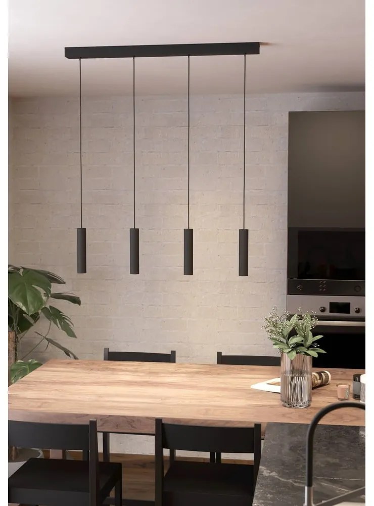 Черно LED висящо осветително тяло с метален абажур ALMUDAINA – EGLO