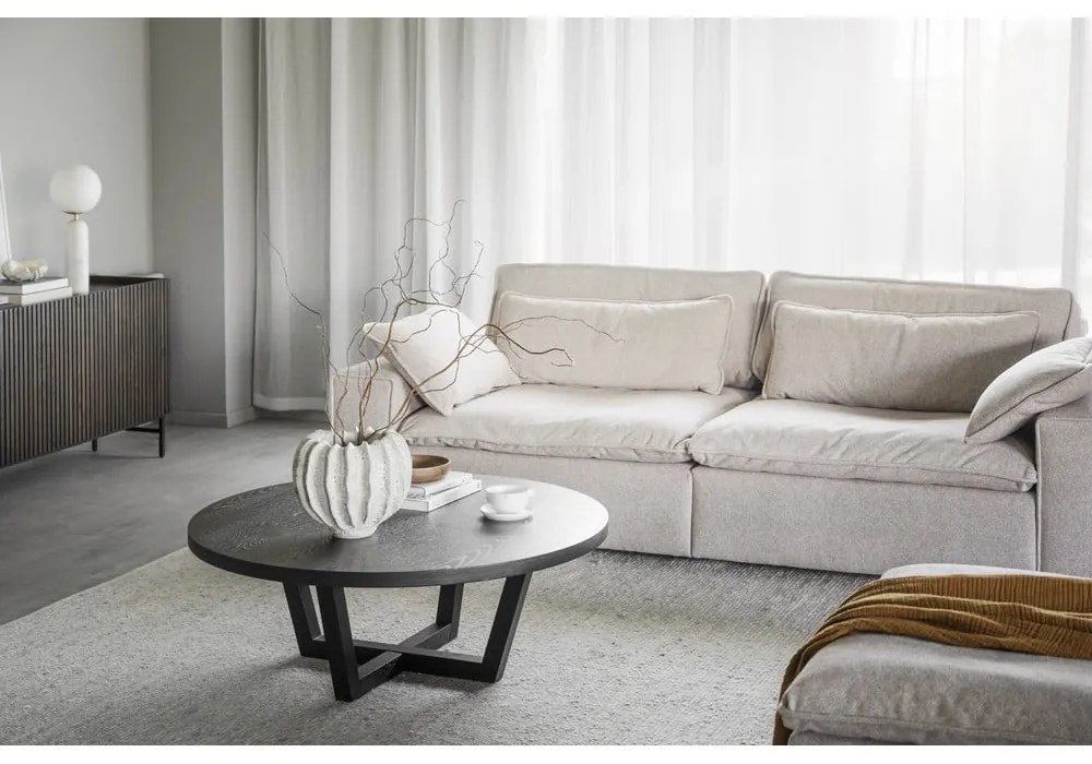 Черна кръгла масичка за кафе от декор от дъб ø 110 cm Boxford – Rowico