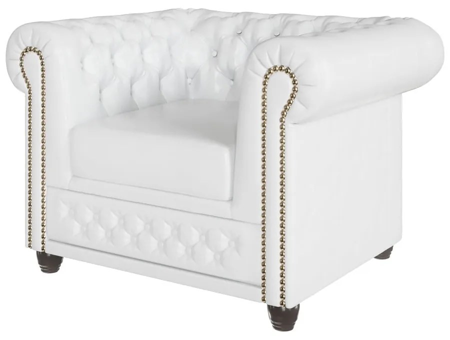 Бял фотьойл от изкуствена кожа York - Ropez