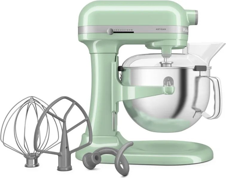 Планетарен миксер KitchenAid Artisan 5KSM60SPXEPT Pistachio, 375 W, 5.6 л, 11 скорости, 67 точки на допир, Повдигане на купата, Специална скорост Fold, Светлозелен