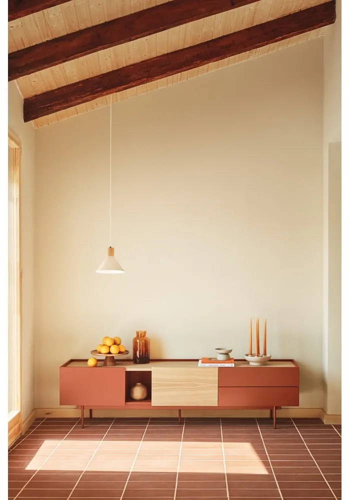 Масичка за телевизор в цвят тухла и естествен дъб 180x45 cm Otto - Teulat