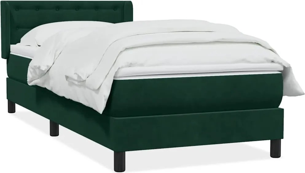 3318438 vidaXL Боксспринг легло с матрак, тъмнозелено, 90x210 см, кадифе