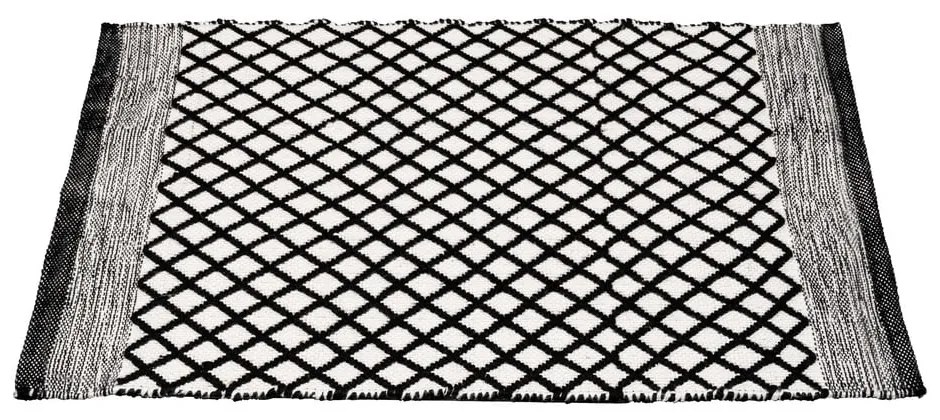 Черно-бял килим за баня от рециклирана пластмаса 50x80 cm Tara – Wenko