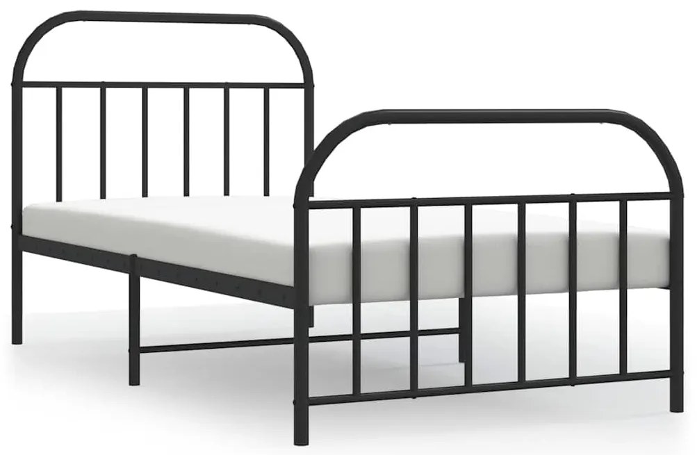 353647 vidaXL Метална рамка за легло с горна и долна табла, черна, 100x190 см