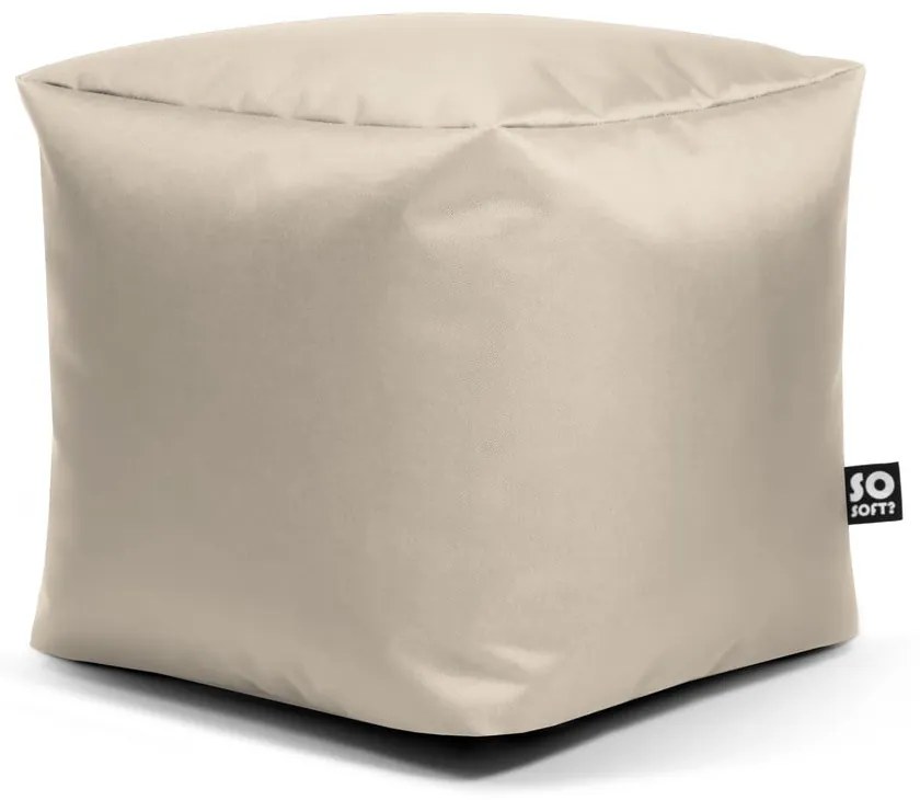 Бежов детски пуф от изкуствена кожа Cube M – So Soft?