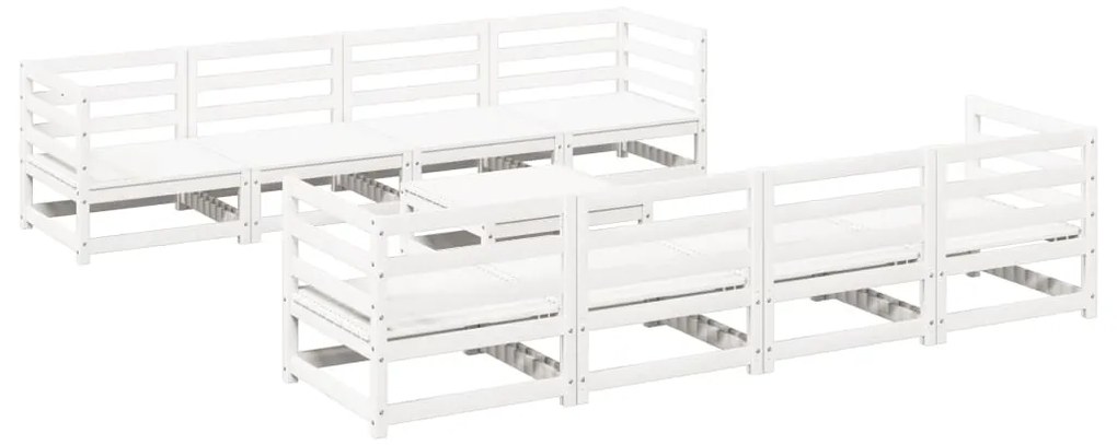 3299354 vidaXL Градински комплект диван от 9 части, бял, масивно дърво бор