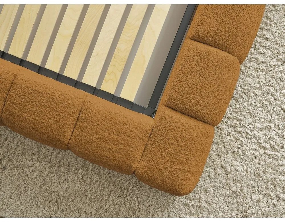 Двойно тапицирано легло с място за съхранение с включена подматрачна рамка в цвят горчица 180x200 cm Mont Blanc – Bobochic Paris