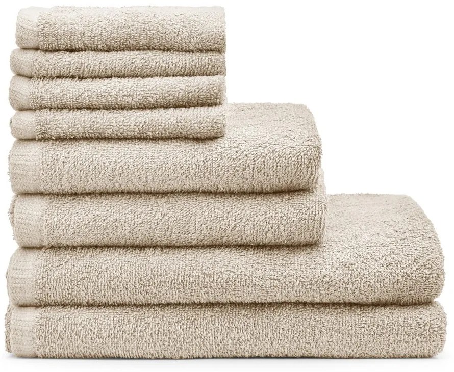 Бежови бързосъхнещи памучни хавлии и кърпи за баня в комплект 8 бр. Quick Dry – Catherine Lansfield