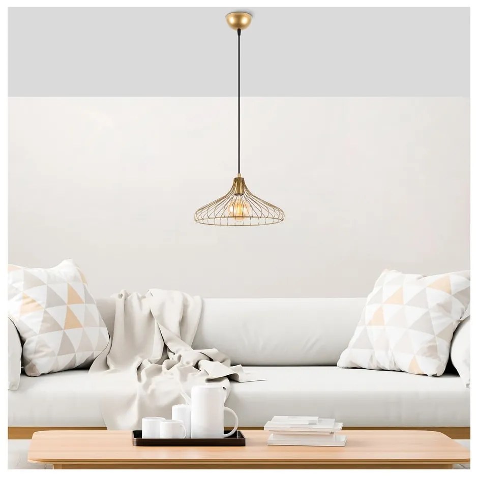 Висящо осветително тяло в златист цвят с метален абажур ø 36 cm Depay – Opviq lights