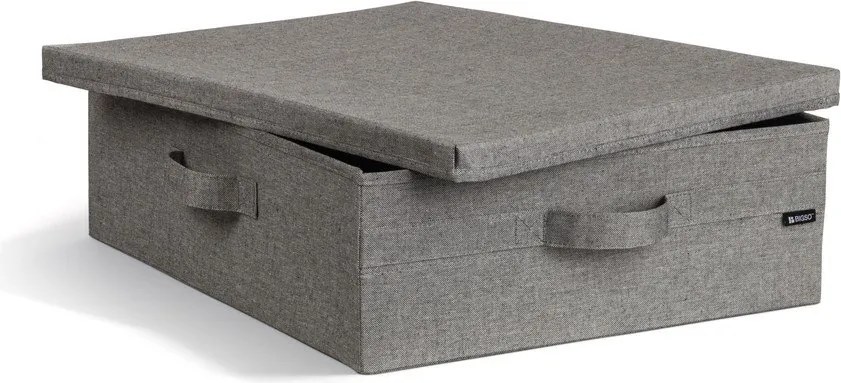 Сива текстилна кутия за съхранение с капак 46x56x16 cm Soft Storage Low – Bigso