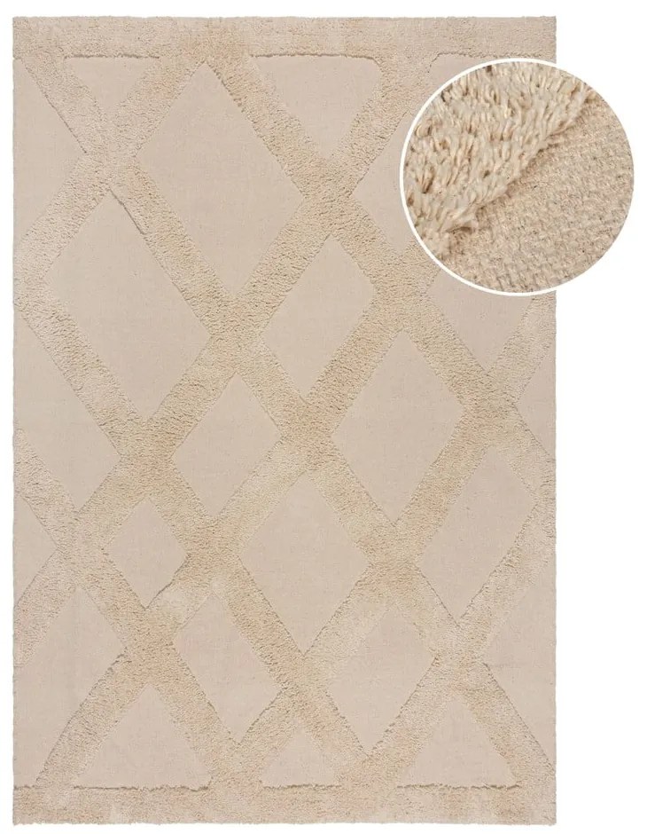 Бежов памучен килим 160x230 cm Tessa Diamond – Flair Rugs