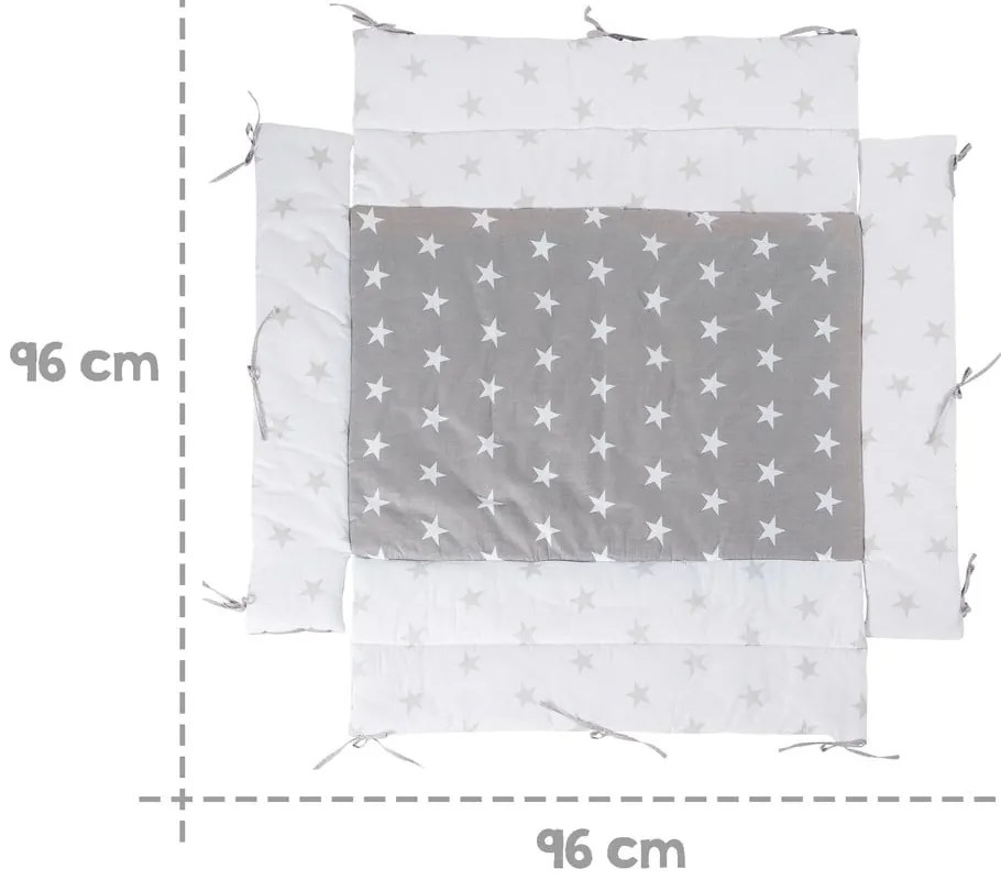 Бял/сив калъф за матрак за детско легло със смес от памук 96 cm Little Stars – Roba