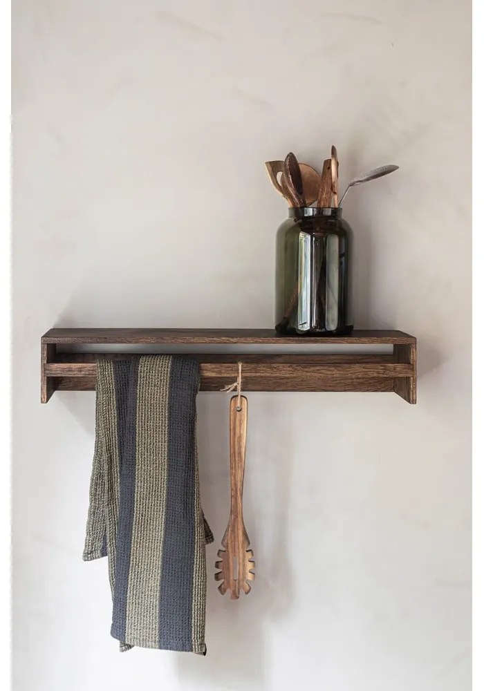 Кафява стенна закачалка от масивен дъб с рафт 60 cm Showcase – Mette Ditmer Denmark