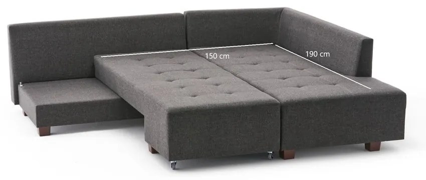 Тъмносив ъглов разтегателен диван (десен ъгъл) Manama - Balcab Home