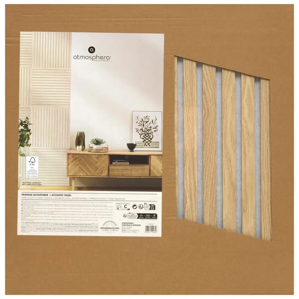 Акустичен декоративен стенен панел atmosphera Colva, MDF, 60x60 cm - Бежов