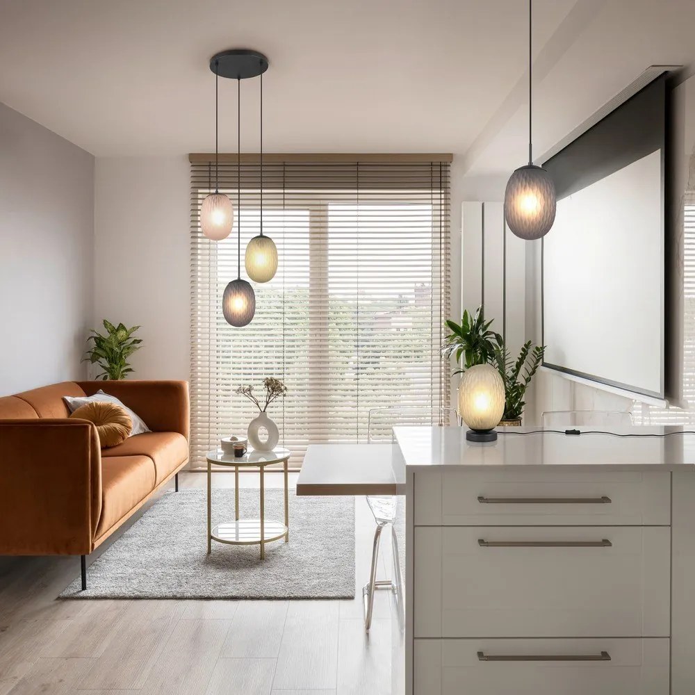 Зелена настолна лампа със стъклен абажур (височина 28,5 cm) Facette – Trio