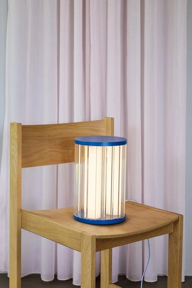 Синя стъклена LED затъмняваща се настолна лампа (височина 30 cm) Aru – Hübsch