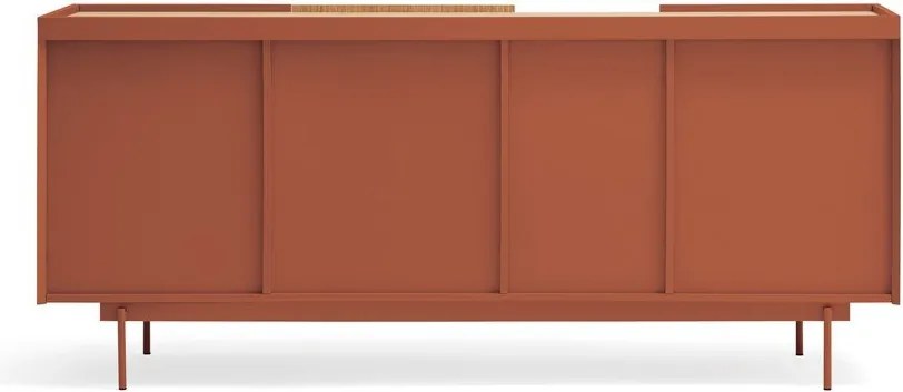 Нисък скрин с чекмеджета в цвят тухла и естествен дъб 180x78 cm Otto - Teulat