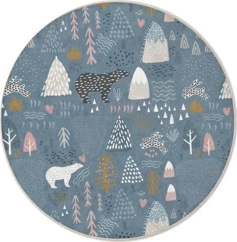 Син детски килим подходящ за пране ø100 cm Forest Land – Mila Home