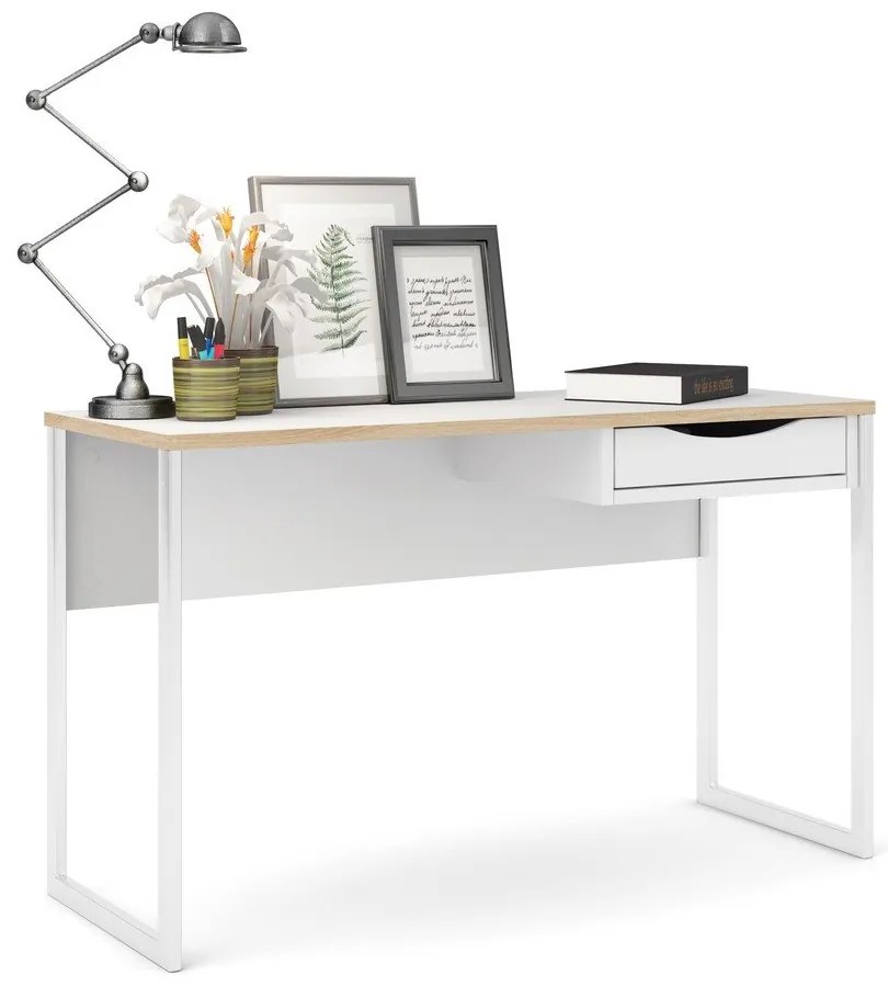 Бяла работна маса , 130 x 48 cm Function Plus - Tvilum