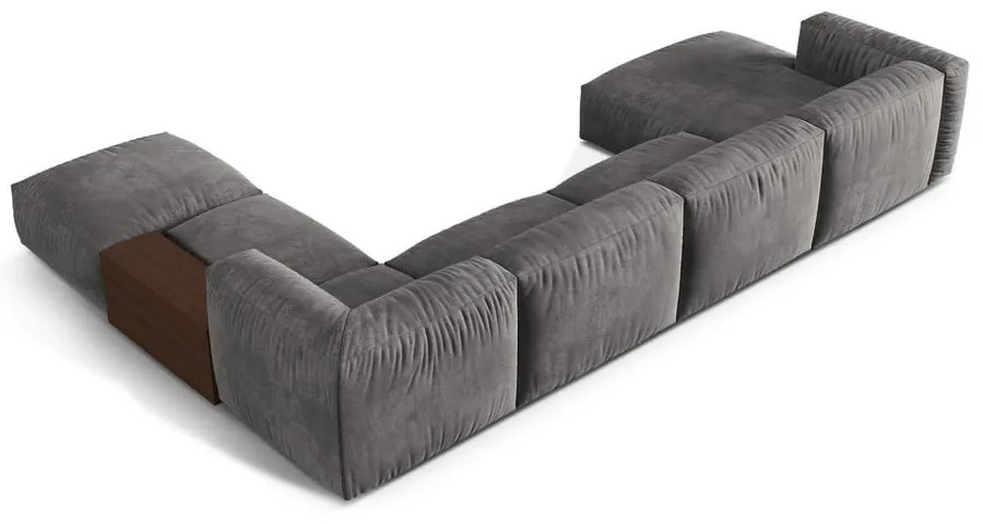 Сив кадифен модулен ъглов диван (десен ъгъл/U форма) Martina – Micadoni