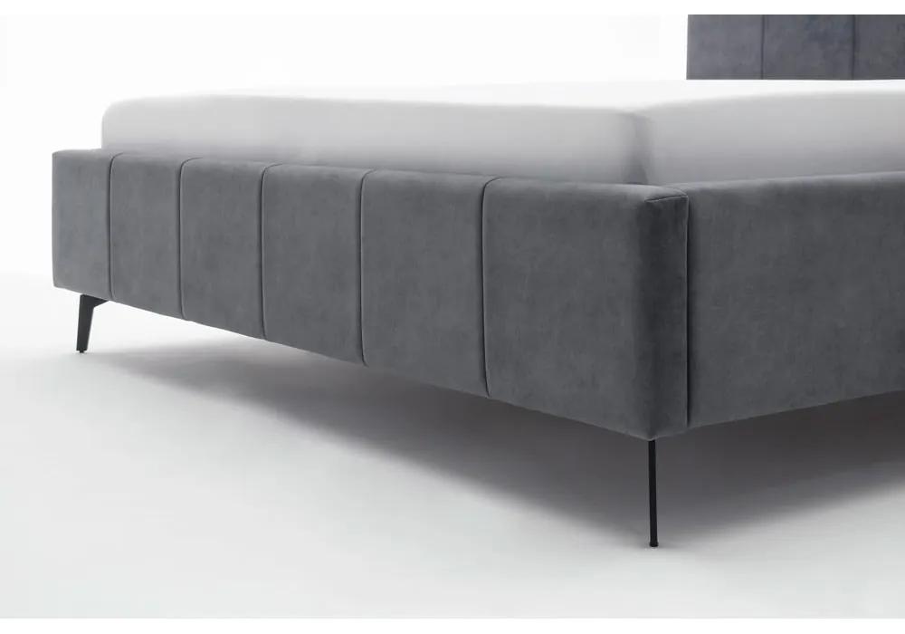 Тъмно сиво двойно легло с решетка и място за съхранение , 180 x 200 cm Lizzano - Meise Möbel