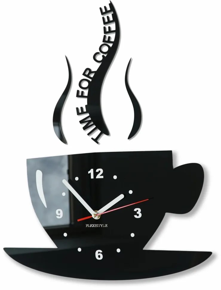 Стенен часовник Time for coffee Черен