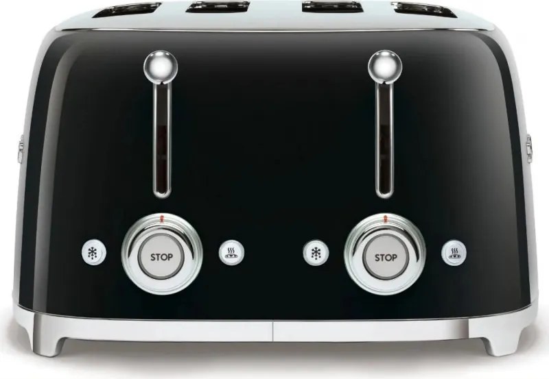 Тостер за хляб SMEG 50's Style TSF03BLEU, 2000W, 4 филии, 6 нива, Тавичка за трохи, Вграден кабел, Неръждаема стомана, Черен