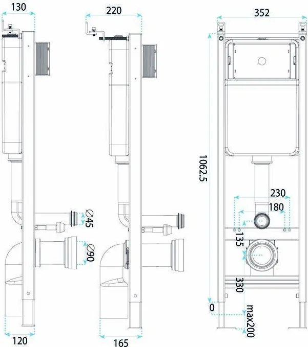 Комплект Структура за Вграждане за WC Slim 024N с Бутон T Brush Steel