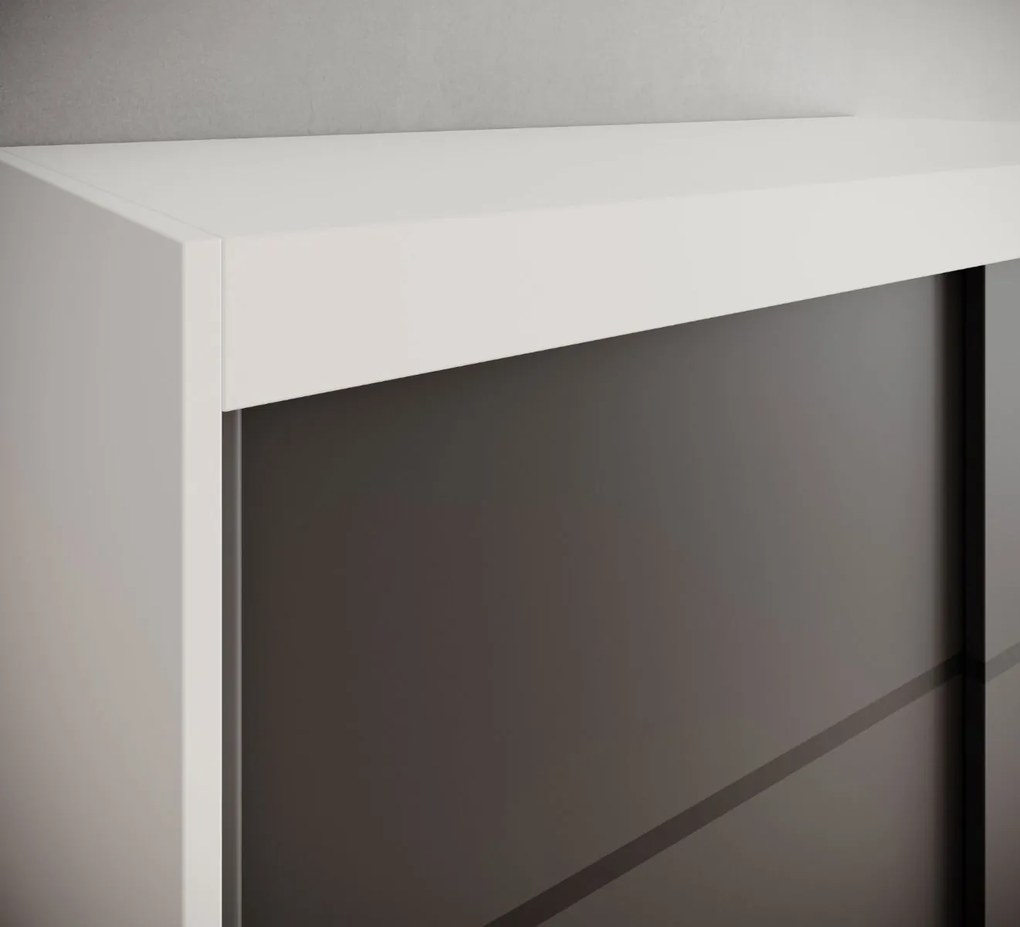 Гардероб Lissa 120 плъзгащ-Бяло-Черно